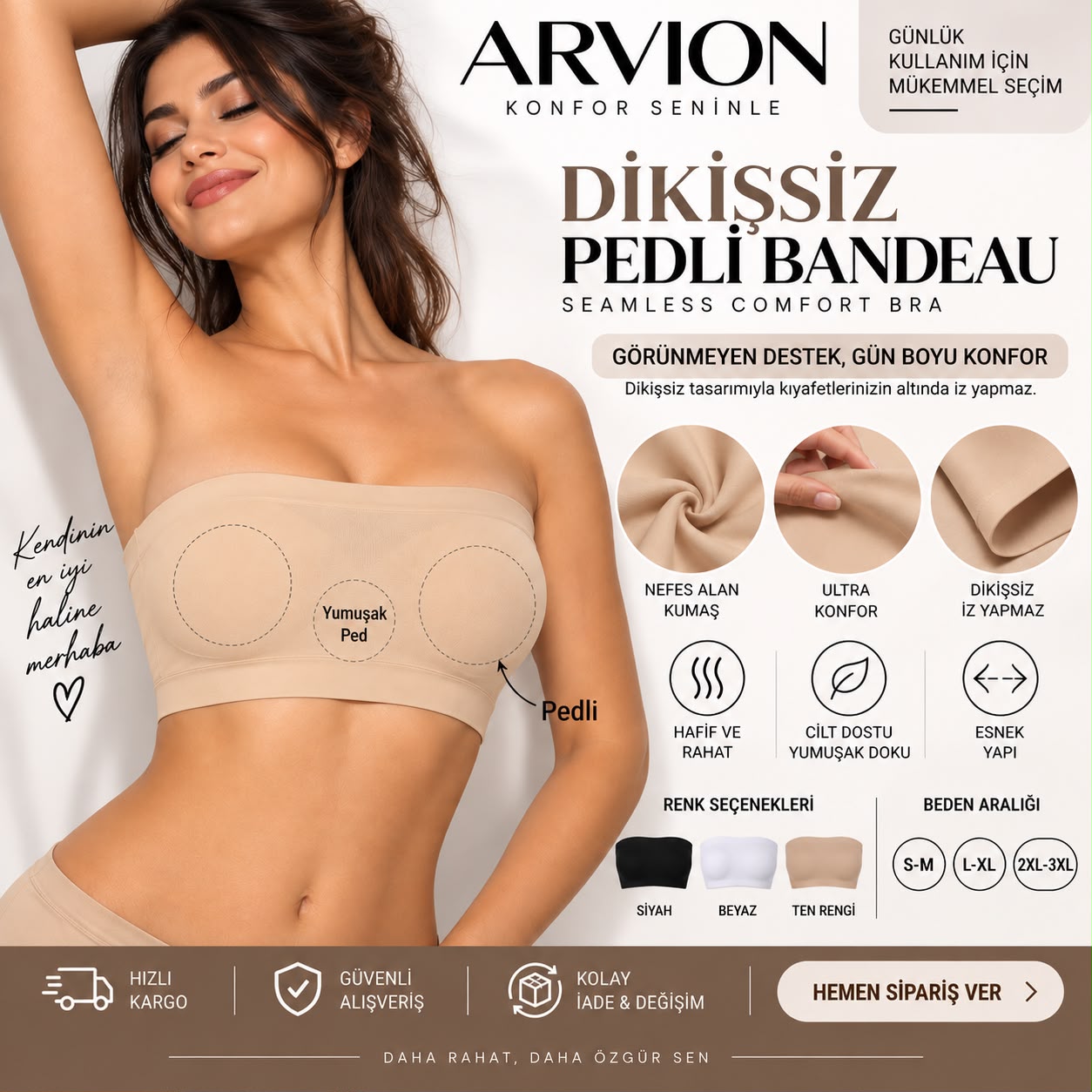 Arvion Dikişsiz Pedli Bandeau