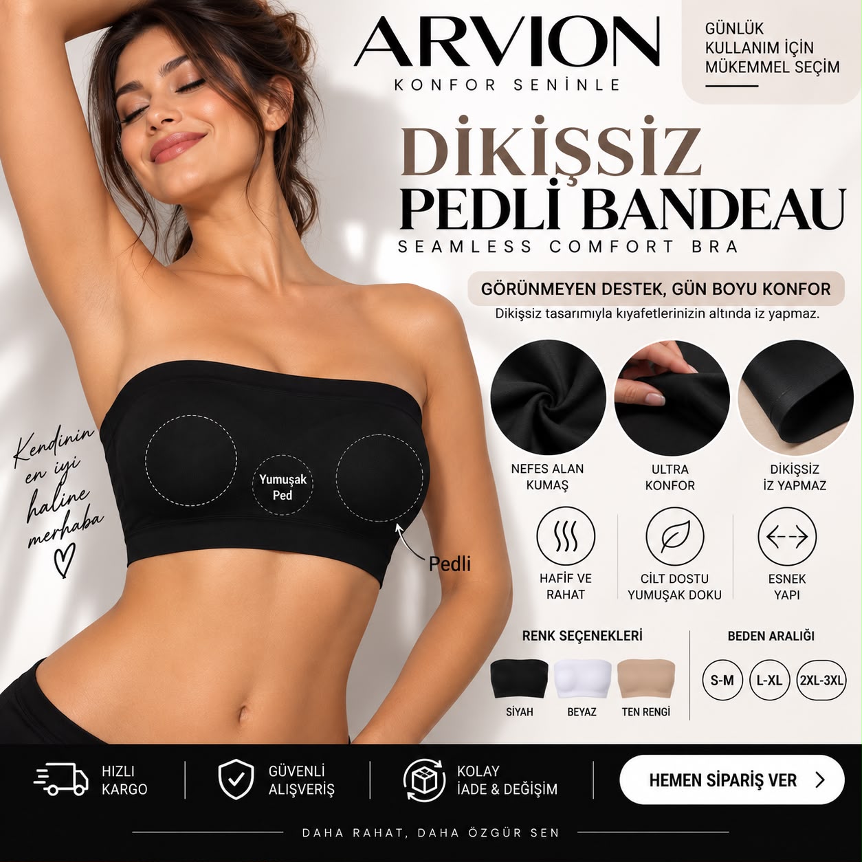 Arvion Dikişsiz Pedli Bandeau