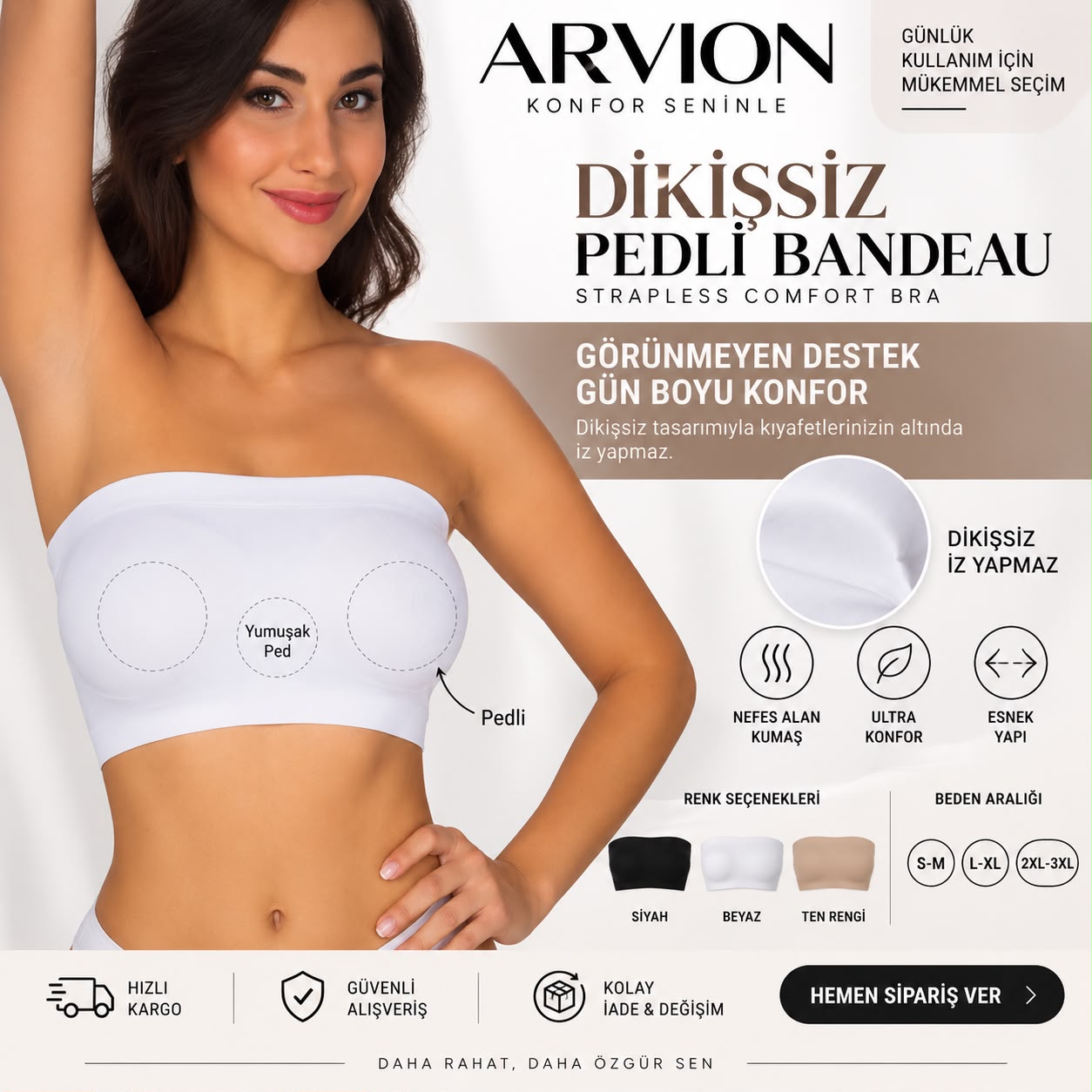 Arvion Dikişsiz Pedli Bandeau